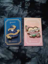 Image 1 of set of 2 enamel pins (sunset and planchette)