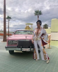 Image 2 of Elvis Presley Ladies Costume Cosplay White Vegas Jumpsuit with Cape