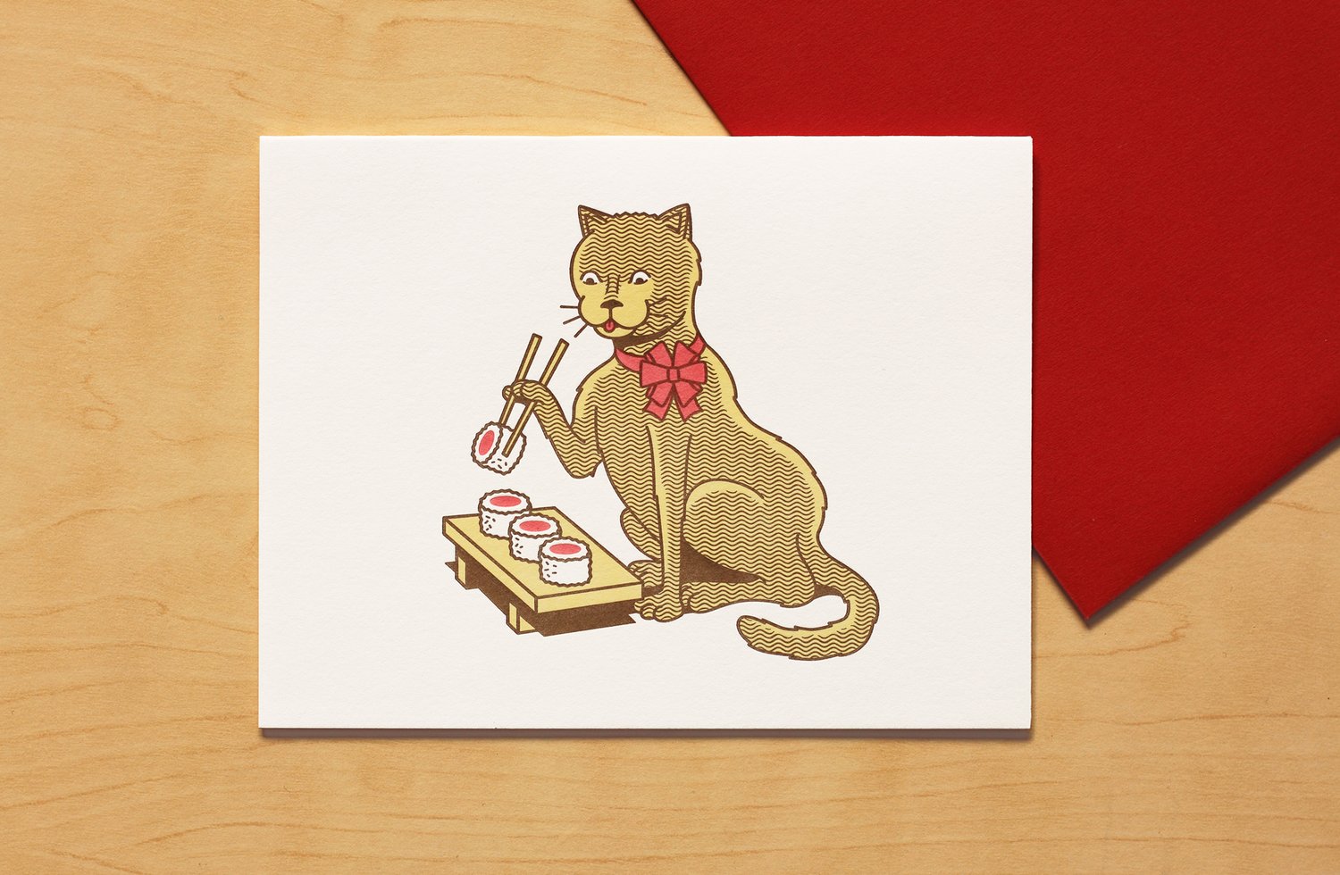 Image of Christmas Holiday Sushi Cat Card