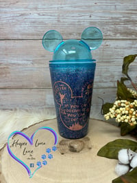 Image 3 of 16oz Blue Rose Gold Mouse Ears Tumbler