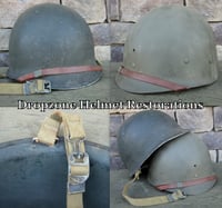 Image 4 of WWII M1 USMC Helmet Fixed bale Front Seam & Westinghouse Liner Marine Raider Burlap Camo Cover.