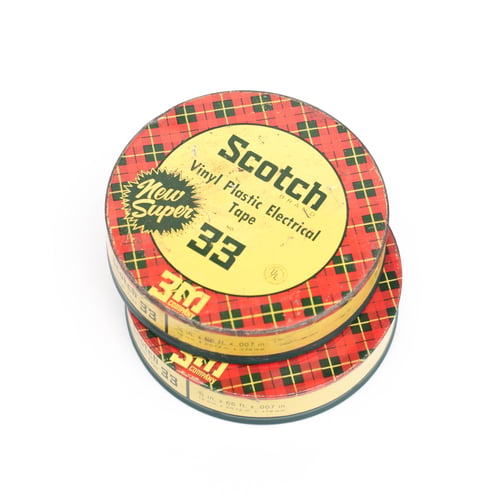 Image of Yellow Plaid Scotch Tin with Christmas Ephemera