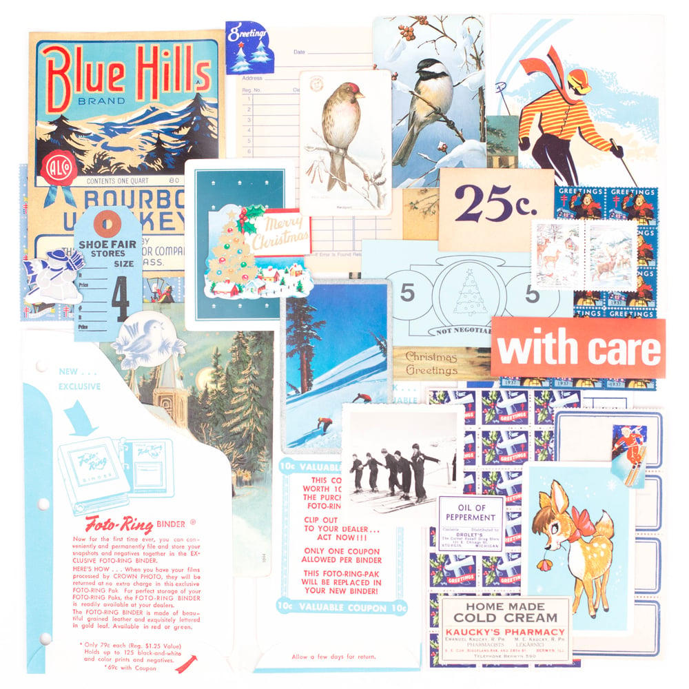 Image of Red + Blue Winter Ephemera Collection in Photo Envelope
