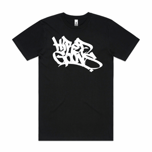 Image of "HIRED GOONS" O.G. Tag Shirt.  White on Black.
