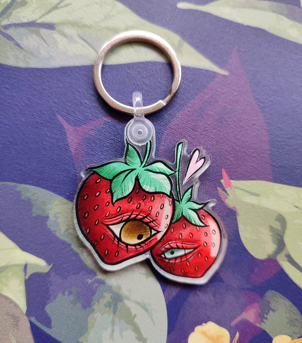 Image of Strawberries keychain