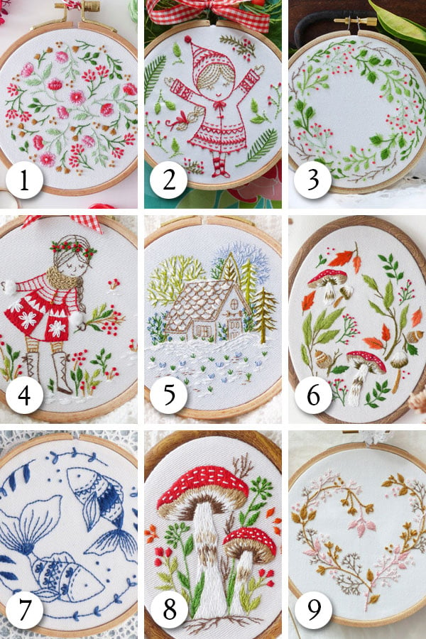 DIY Embroidery Full Kit for Beginners Modern Embroidery Pattern DIY Craft  Kit Adult Christmas Hand Embroidery Supplies DIY Hoop Art 