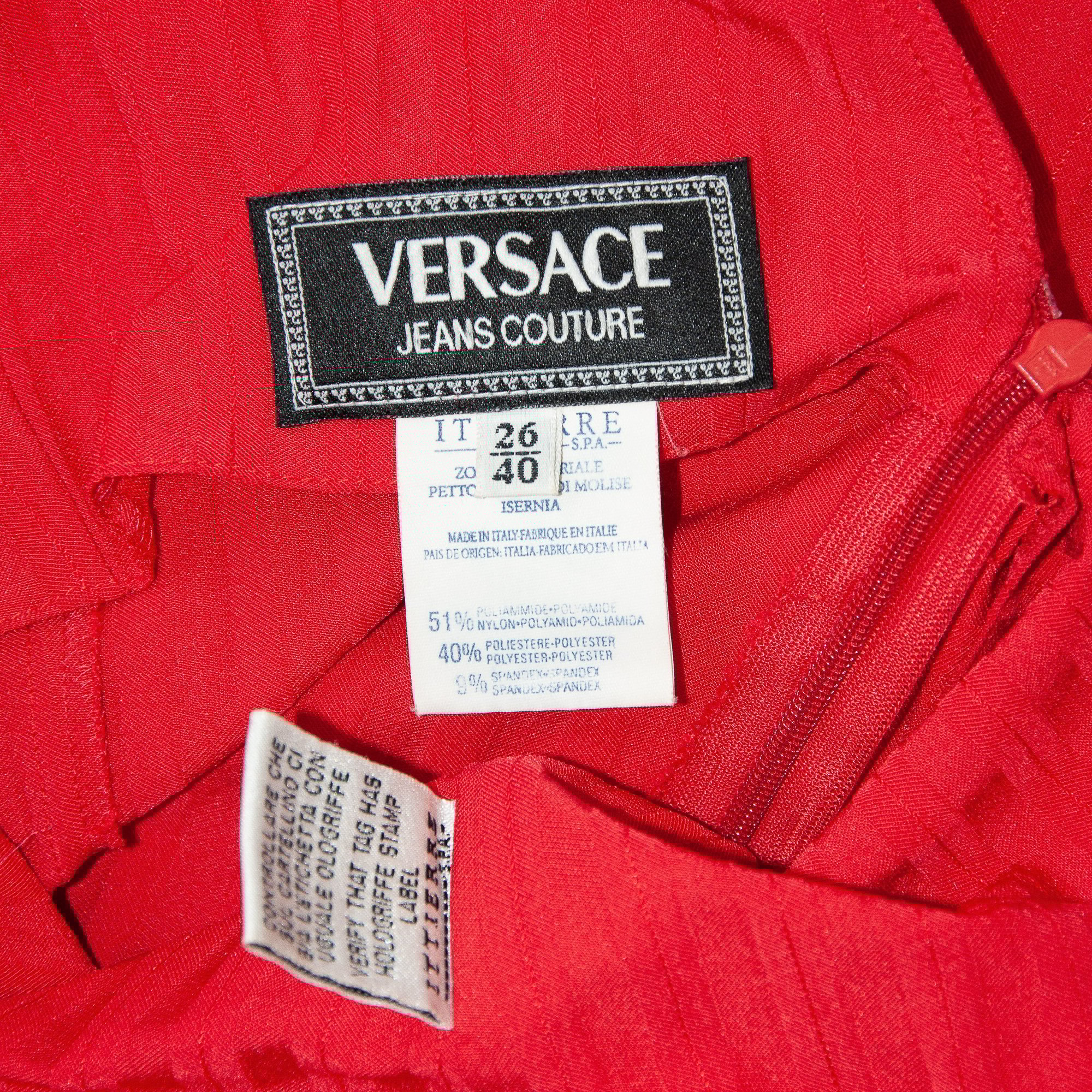 Image of Versace Jeans Couture 1995 Bodycon Dress Red 
