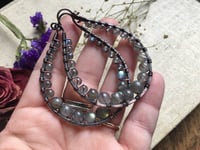 Image 3 of Large Labradorite Hoops / n36