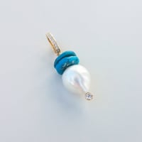 Image 3 of Australian Pearl & Turquoise Disc Charm 