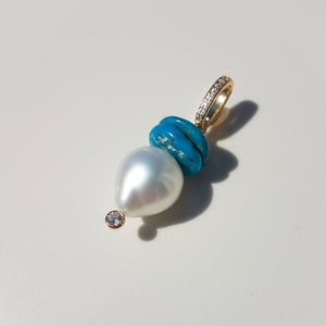 Australian Pearl & Turquoise Disc Charm 