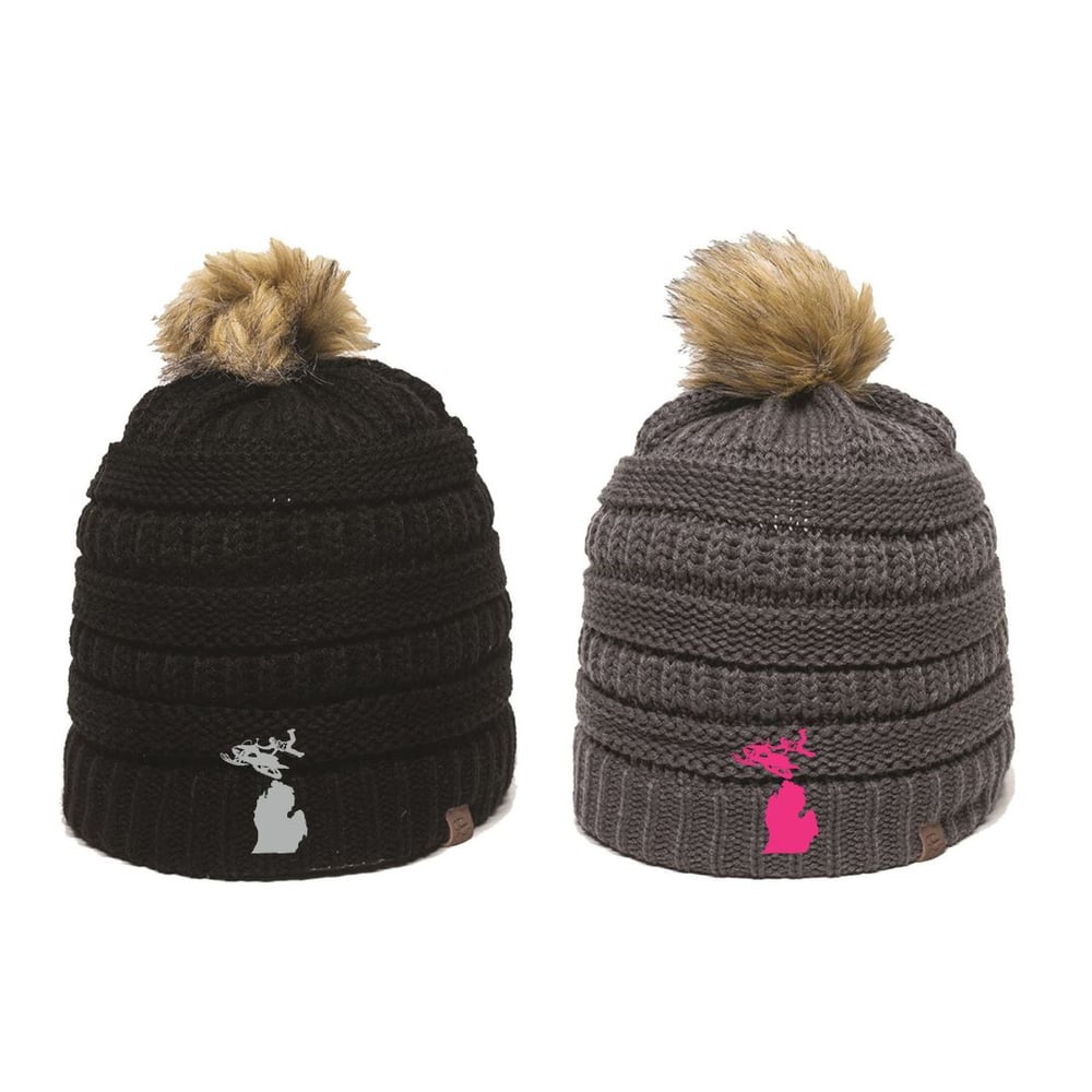 Image of FAUX FUR KNIT BEANIE