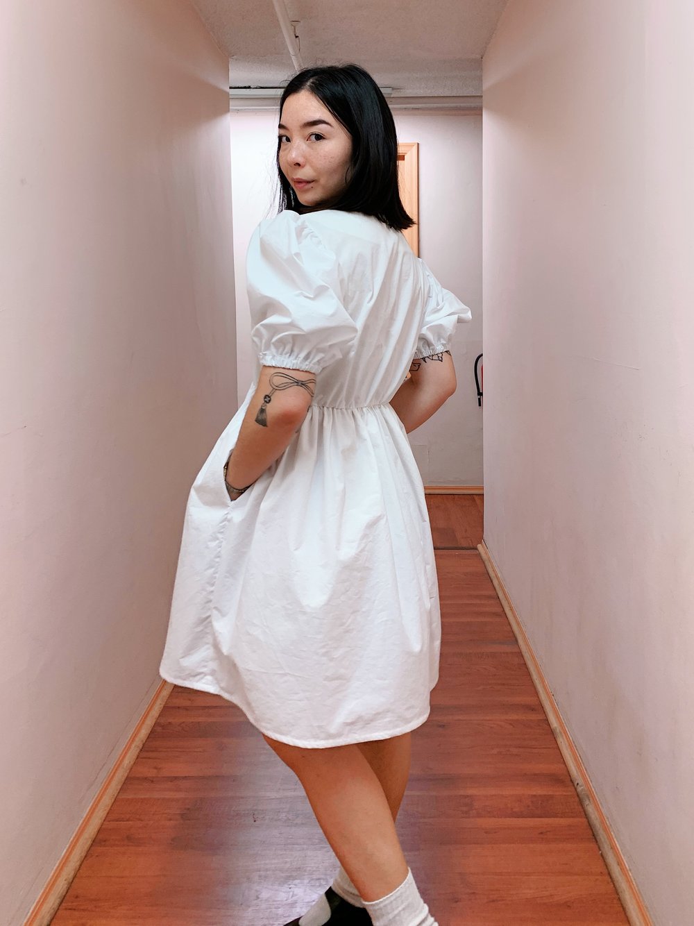 Image of READY TO SHIP Puff Sleeve Dress — Spooky White Ghostie