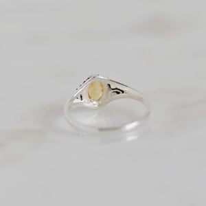 Image of Honey Yellow Tourmaline oval cut vintage style silver ring
