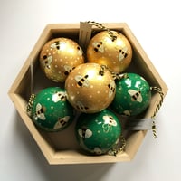 Image 1 of BEE CHRISTMAS BAUBLE - BEEBLE - GREEN OR GOLD 