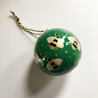 Image 2 of BEE CHRISTMAS BAUBLE - BEEBLE - GREEN OR GOLD 