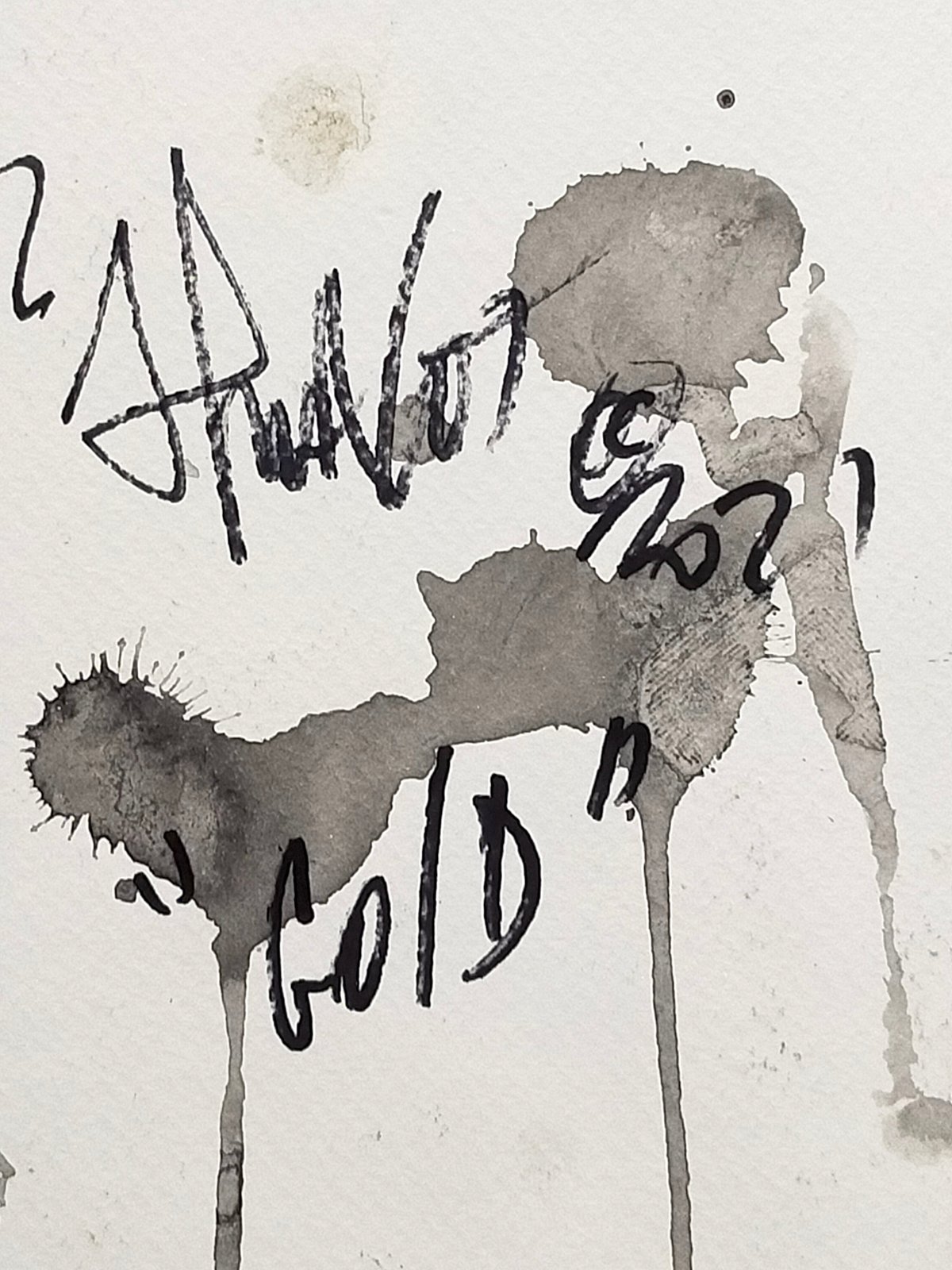 Image of SHOOT THE BANK GOLD 40x30 on paper Signed. 