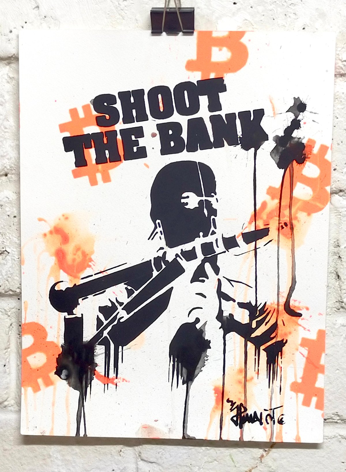 Image of SHOOT THE BANK 3 X BITCOIN MEETUP PARIS 2021. Signed + COA