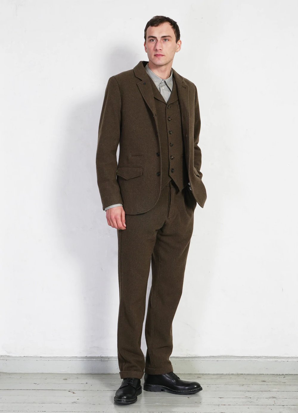 Hansen Garments ANKER | Four Button Classic Blazer | brown herringbone
