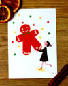 Carte "petite fille avec son bonhomme en pain d'épices"
