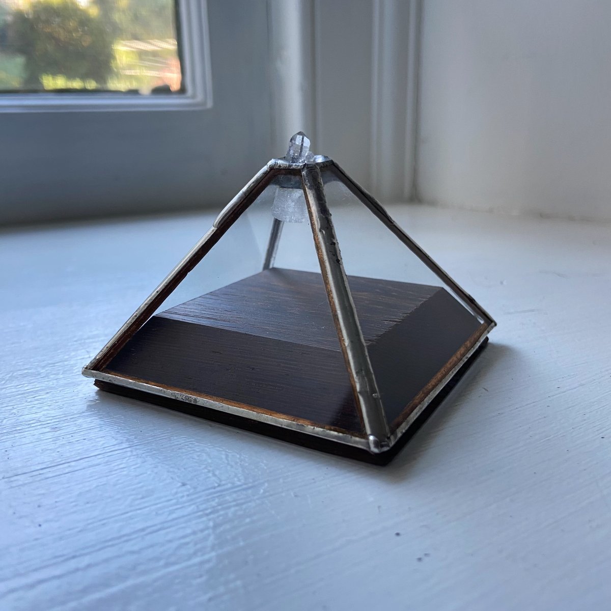 Pyramid Display Box - large glass pyramid - jewelry box - hinged - silver buy or copper - eco friendly