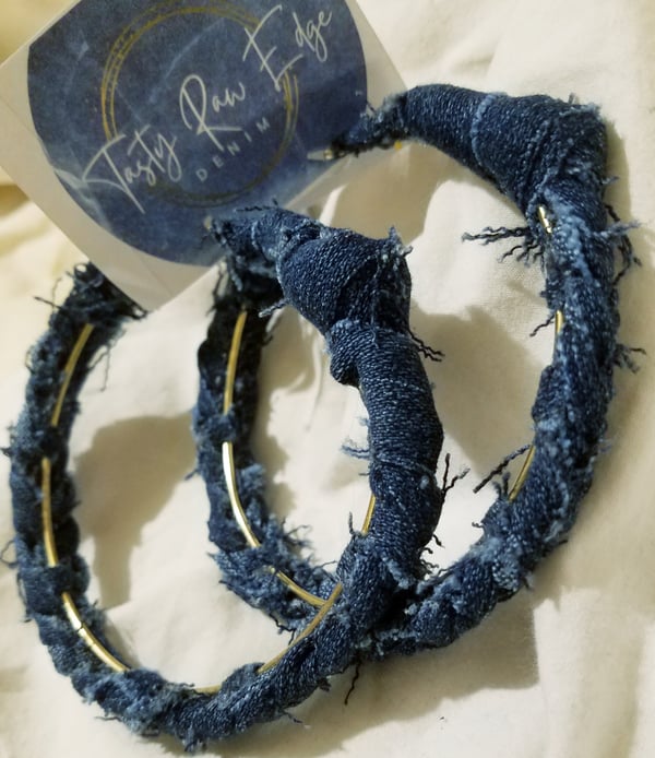 Image of Tasty Raw Edge Denim Extreme Box Braid Hoops