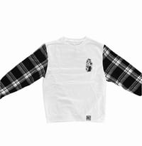 Image 1 of WHITE Milk Crate Crewneck X Flannel