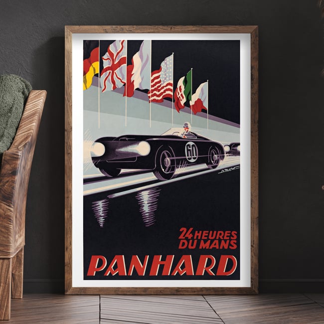 Panhard 24 heures du Mans | Alexis Kow | 1959 | Vintage Poster | Automobile Racing | Home Decor