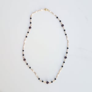 Garnet, Onyx, & Pearl Necklace 