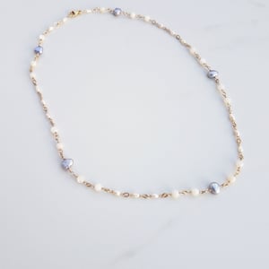 Silver Pearl, Mother of Pearl, Fresh Water Pearl Necklace 