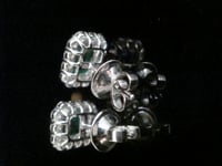 Image 2 of STUNNING 18CT NATURAL EMERALD 1.50CT AND DIAMOND 0.84CT CLUSTER EARRINGS