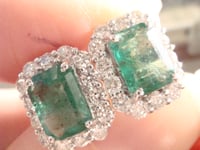 Image 5 of STUNNING 18CT NATURAL EMERALD 1.50CT AND DIAMOND 0.84CT CLUSTER EARRINGS