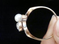 Image 5 of Edwardian 18ct platinum natural pearl and diamond ring, likely French