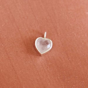 Image of Pinky Heart x Rose Quartz heart shape diamond cut silver necklace