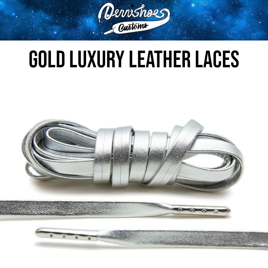 Image of Silver Luxury Leather Laces - Silver Plated