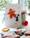 Carte "petite fille avec son bonhomme en pain d'épices"