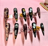 Image 1 of Customized Day of the dead blk gold press ons 