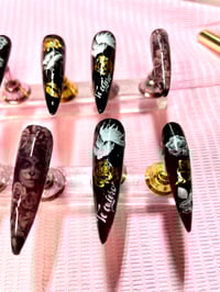 Image 3 of Customized Day of the dead blk gold press ons 