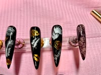 Image 2 of Customized Day of the dead blk gold press ons 