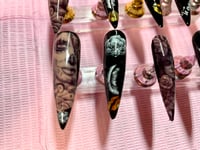 Image 4 of Customized Day of the dead blk gold press ons 