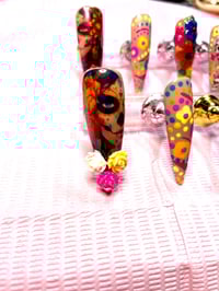 Image 4 of  CUSTOMIZED Colorful day of the dead press ons 
