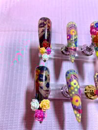 Image 3 of  CUSTOMIZED Colorful day of the dead press ons 