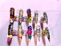 Image 1 of  CUSTOMIZED Colorful day of the dead press ons 