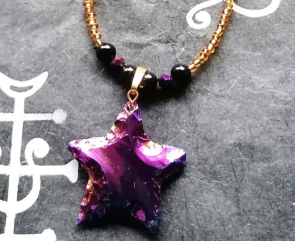 purple/gold star Necklace | Alternative Finch