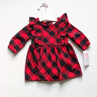 Image 1 of Baby Girls Matching Family Buffalo Plaid Ruffle Dress - Classic Red