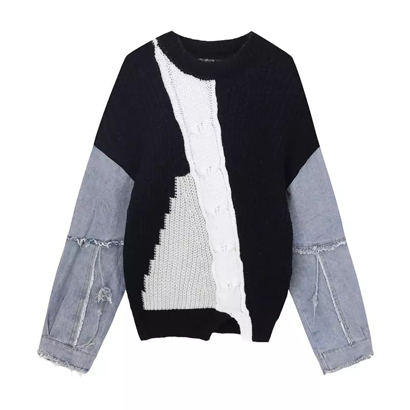 Image of Denim Color Block Sweater (Pre-Order)