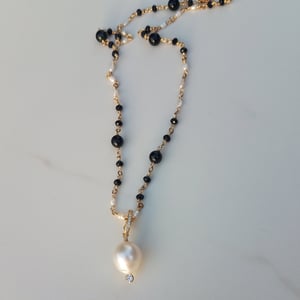 Cats Eye, Tourmaline, & Pearl Necklace