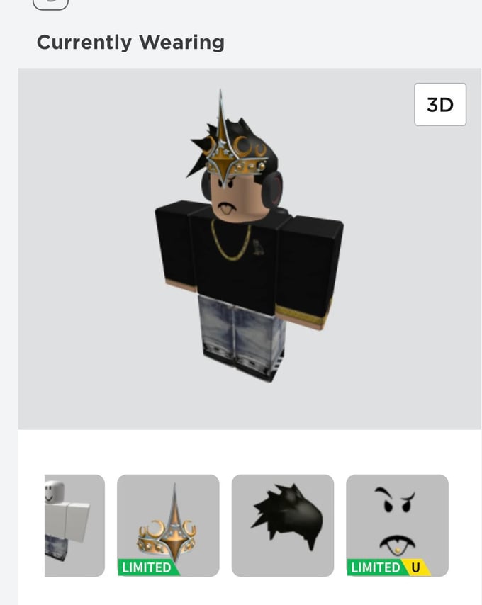 Image of Headless Roblox account with a few limiteds