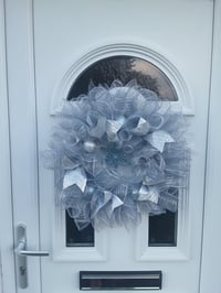 Image 2 of Silver/Ice Blue Star Christmas Wreath, Wall Decor, Silver/Ice Blue Door Wreath