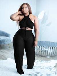 Image 1 of Sleeveless Top W/ Mesh Chiffon Pants