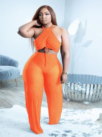 Image 2 of Sleeveless Top W/ Mesh Chiffon Pants